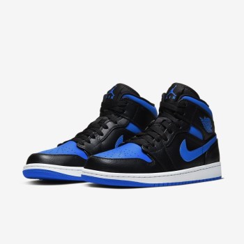 Nike Air Jordan 1 Mid - Férfi Jordan Cipő - Fekete/Fehér/Királykék